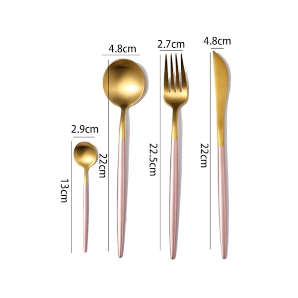 Guld Set Matt Bestick Set 304 Rostfritt stål Platt set - Rosa guld