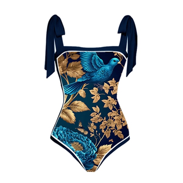 Svømmekostume Dame Badedragt Badedragt i ét stykke Bikini Badedragt med snørebånd Lang nederdel Chiffon Todelt sæt badedragter til kvinder Blue XL