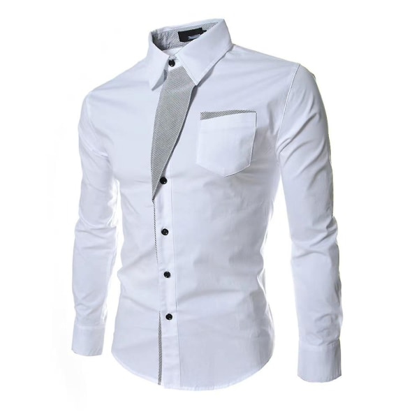 Hvit skjorte for menn, formell knappeskjorte, forretningsskjorte White 2XL