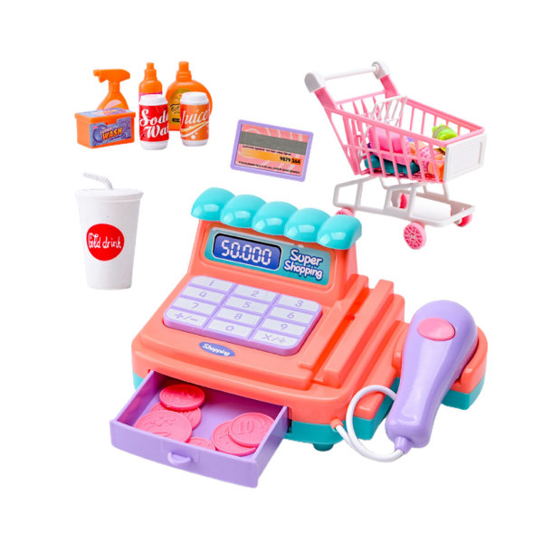 Pedagogisk kassaregister Scanner Shopping Play Set för barn