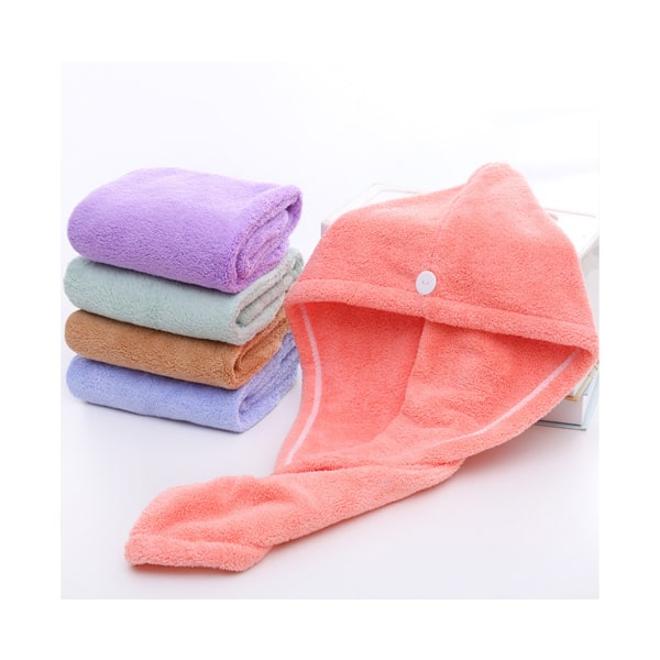 4-pakk mikrofiber hår turban innpakning tørkehåndkle, 10 x 25 i -rosa+blå+lilla+khaki