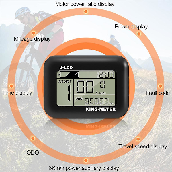 King-meter J-lcd Display Elcykel Instrument Monitor E-bike Hastighetspanel Led Tft Kit Black