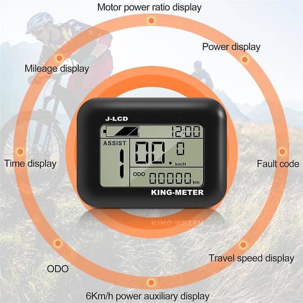 King-meter J-lcd Display Elektrisk Sykkel Instrument Monitor E-sykkel Speeder Panel Led Tft Kit Black