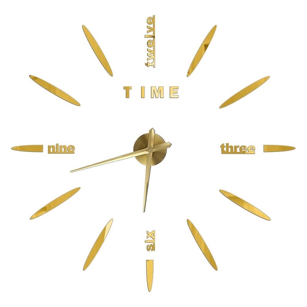 Romertalls Veggklokker 3d DIY Speil Veggklokke Akryl Klistremerke Mote Kvarts Klokker Klokker Hjem Dekorasjon Reloj De Pared Gold 2 27inch 2D (No EVA)
