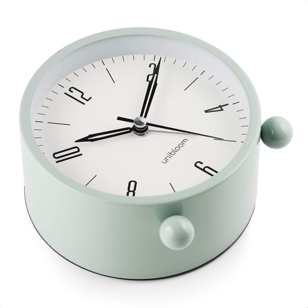 Tyst väckarklocka - Icke tickande analoga väckarklockor med varmt ljus - minimalistisk rund