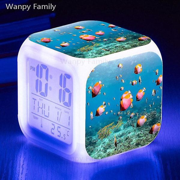Otwoo 2023 New Dolphin Alarm Clock Barnerom Vekking Timer Touch Flash Lite nattlys Skrivebordsklokke gaver til student og barn 10
