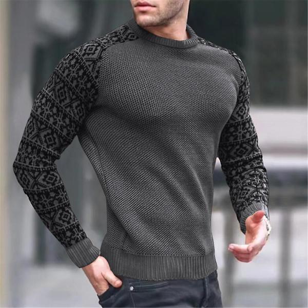 Herrar Rundhals Långärmad Höst Vinter Casual Tröja Toppar Deep Grey M
