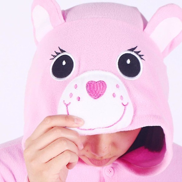 Unisex Voksen Dyre Onesie Plysj Pyjamas Plysj Enkeltdelt Cosplay Kostume Sødt Bjørn Pink M