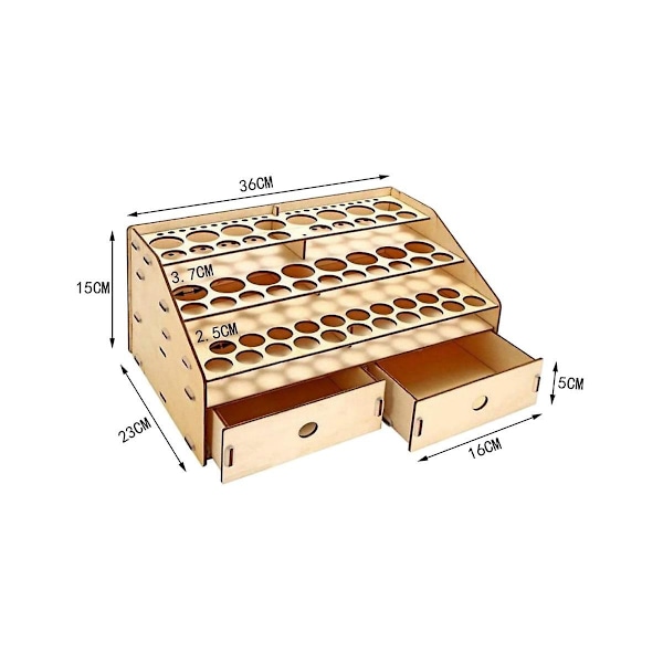 Gør-det-selv træarrangør Malingflasker Display Børster Holder Stand Opbevaring Model Værktøj 58 flasker Pa