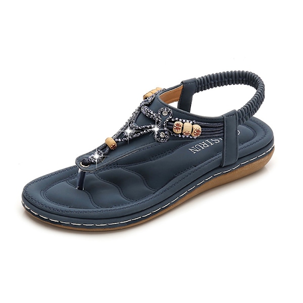 Naisten sandaalit 2025, naisten teräväkärkiset sandaalit, helmikoristellut strassikengät naisille Navy blue 39