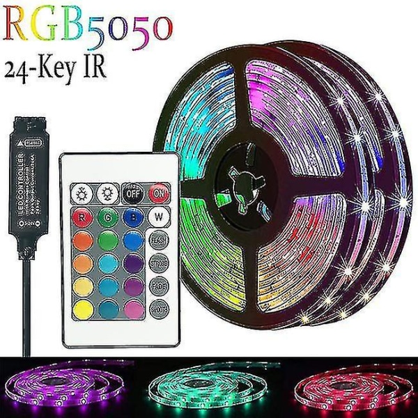 20m LED-lampor Bluetooth RGB-lampor LED-remsor med 44-knappars fjärrkontroll Musiksynkronisering Färgväxlande LED-stämningsremsa Fule53 -ES 3M Full Set 5050 24Key IR USB