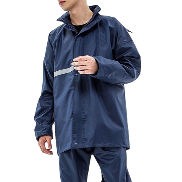 Dobbeltlags Reflekterende Regnjakke Til Voksne Bærbar Vandafvisende Regnjakke Navy Blue Double-Layer XL