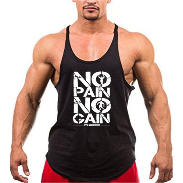 Stringer-tanktop til mænd til træning Muscle Gym Bodybuilding Fitness Træning uden ærmer Y Rygstoppe Kompatibel med Black S