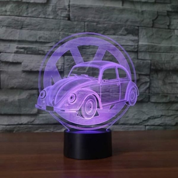 7 Farver Skift Beetle Bilmodellering 3D LED Bordlampe USB Touch Button Køretøj Natlys Fantastiske gaver -h