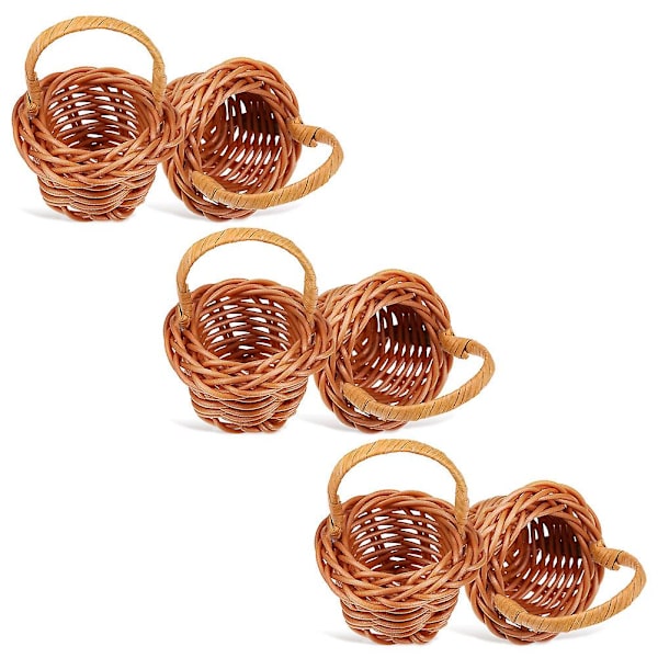 12 st Mini Blomkorgar Små Vävda Korgar Dekorativa Mini Korg Dekorationer Coffee-1 6X4CM
