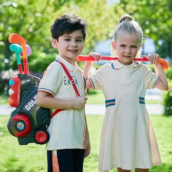 1 sett Kid Golfs Lekesett Utendørs Hage Spill Leke Golfklubber Koffert Leke Sports Leker For Småbarn Gutter Jenter -ES Golf