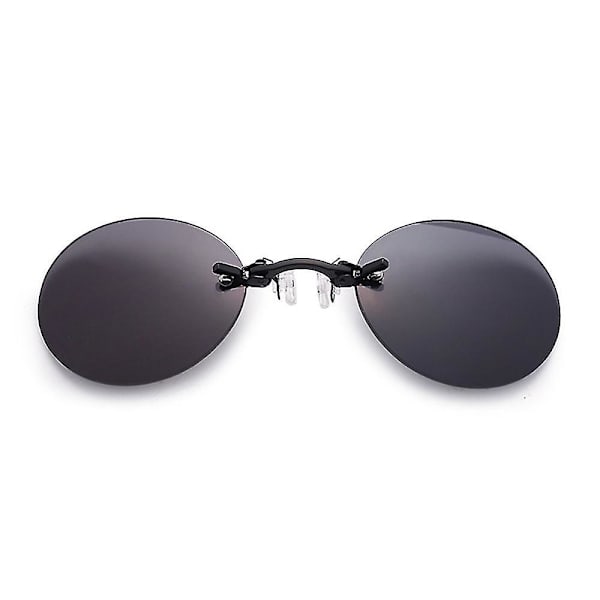 Matrix Morpheus -elokuvan miesten retro pyöreät linssit klipsi nenälasit kehyksettömät aurinkolasit -ge Black And Gray Lens