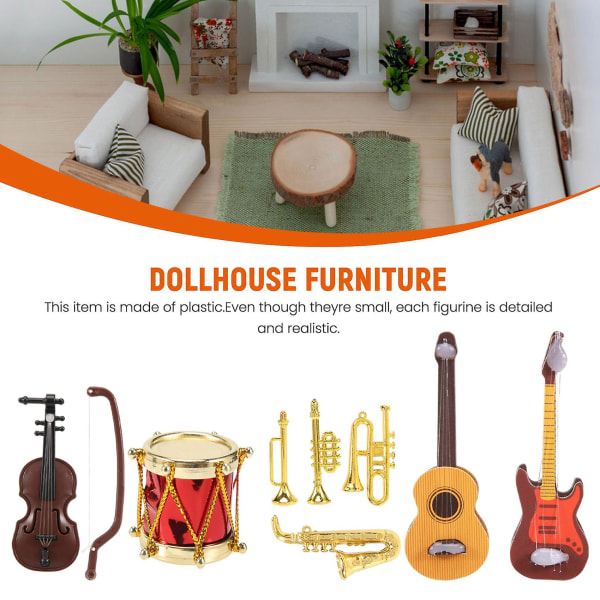 Dollhouse Miniature Musical Instrument Set Mini Dollhouse Musical Instrument Model Dollhouse Doll D KL as shown