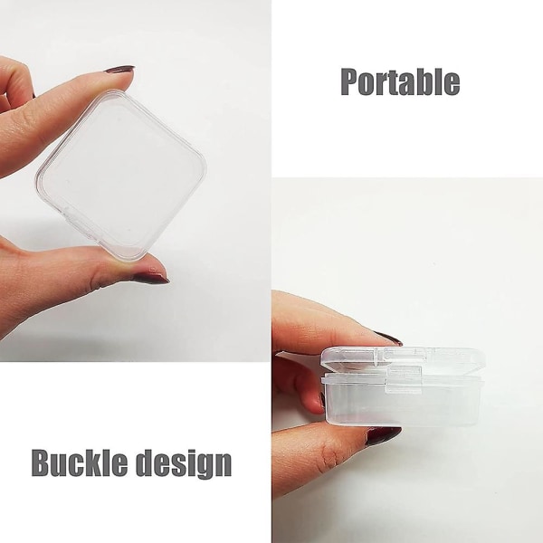 13 pakkauksen muovihelmilaatikko, pieni läpinäkyvä kannellinen säiliö, minityhjät saranoidut laatikot ompelua varten