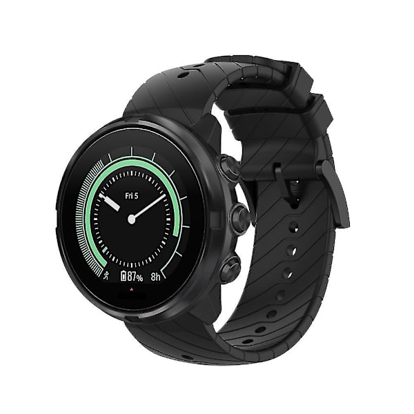 24mm Erstatningssilikon Universal Klokkearmbånd Smartklokke Rem Kompatibel Med Suunto 9 -hg Black
