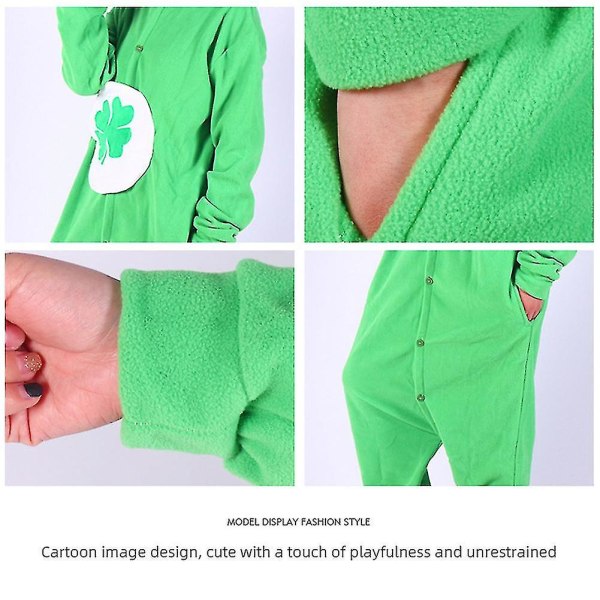 Unisex Voksendyr Onesie Plys Pyjamas Plys One Piece Cosplay Costumelovely Bear Green XL