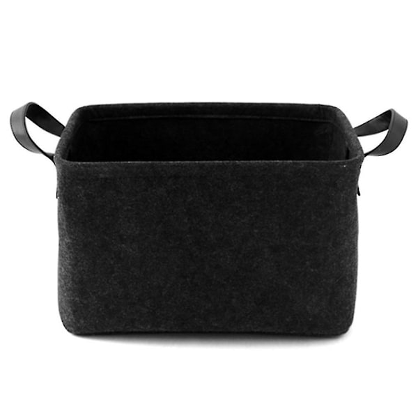 Opbevaringskurv med to håndtag, filtkurv til legetøj, bøger, magasiner black 33CM*23CM*20CM