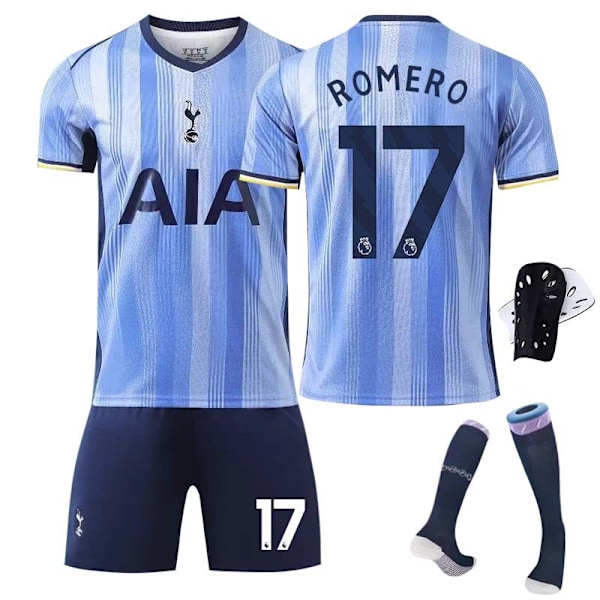 2425 Tottenham borta fotbollströja Romero med strumpor+skyddsutrustning 20(110-120cm)