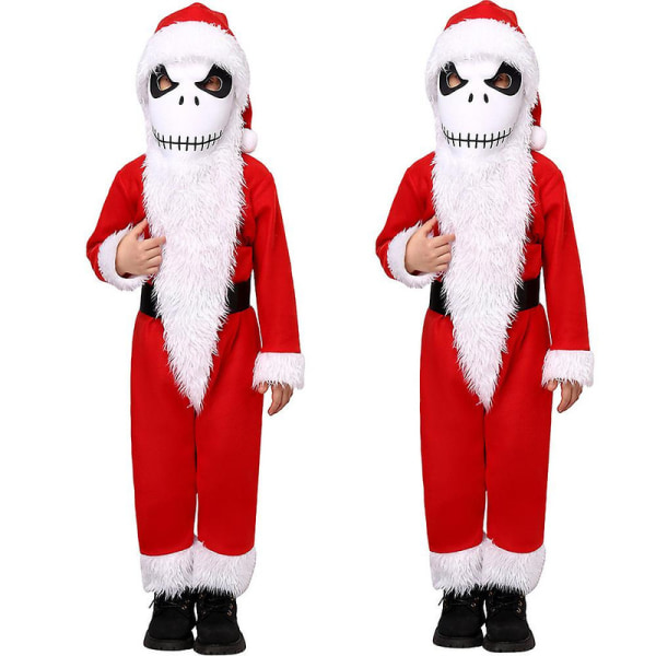 3-14 år Barn Marerittet før jul Jack Skellington Cosplay Julenissen Jumpsuit Lue Beltemaskesett antrekk 3-4 Years