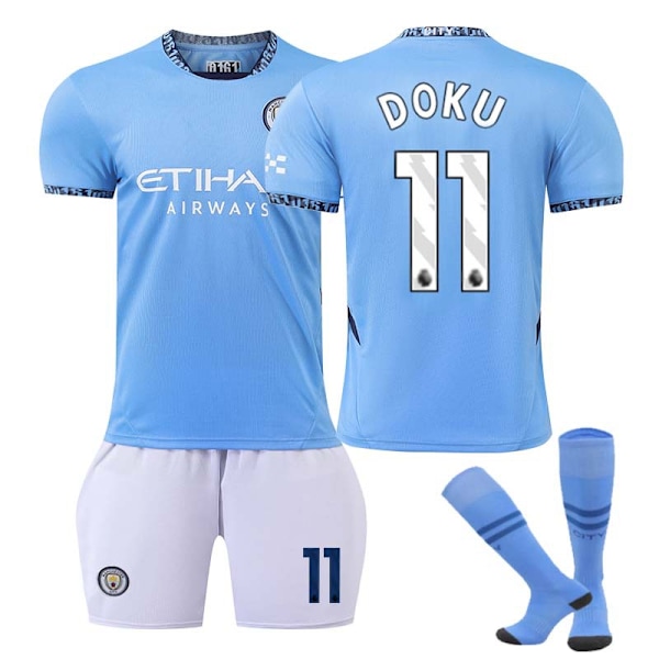 2425 Manchester City Hjemmefodboldtrøje Doku Fodboldtrøjesæt med Strømper S(165-170cm)