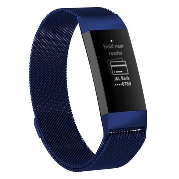 Milanese magnetisk erstatningsarmbånd for Fitbit Charge 3(S) Fitness Tracker Watch - blå