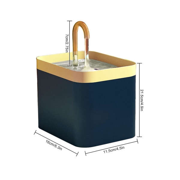 Katte Vandfontæne, Automatisk Dyrefontæne Hundevanddispenser, Ultra-stille Pumpe Til Katte, Hunde, Flere Kæledyr Dark blue