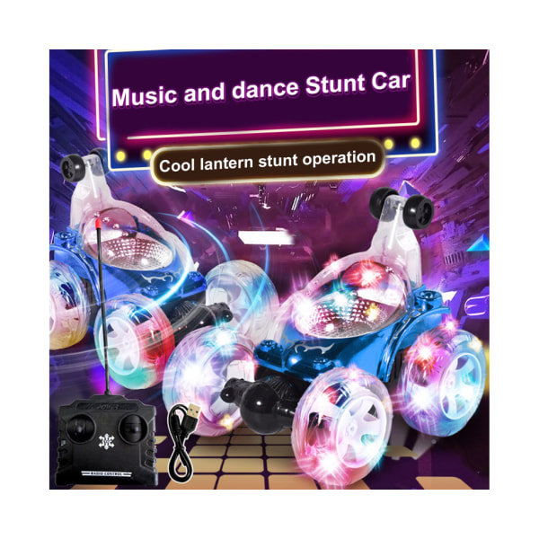 Blue Music Dance 360 ​​Flipped Stunt RC-bil til børn
