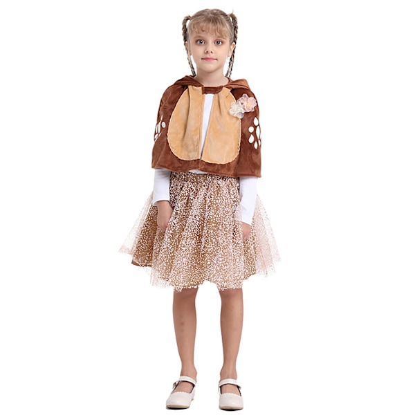 Åh Hjorte! Halloween Kostume Kompatibelt Med Piger, Fastgjort Hætte, Gevir Og Ører Inkluderet Brown L