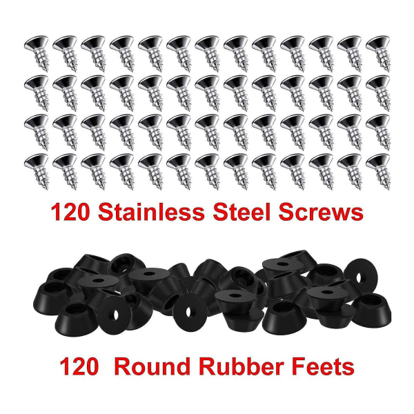 120 st mjuka skärbräda gummifötter med skruvar i rostfritt stål 0,28 X 0,59 för möbler, utvalda -ES