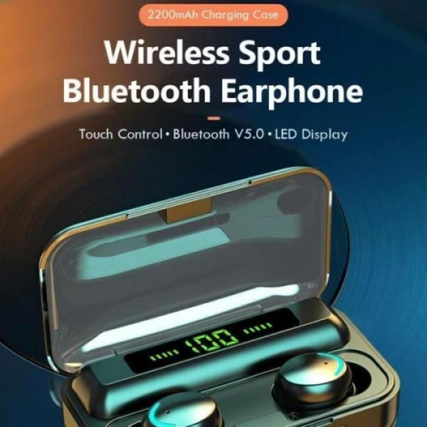 LED-skjerm Berøringskontroll Løpehodetelefoner Bluetooth 50 Sport trådløs øretelefon Svart
