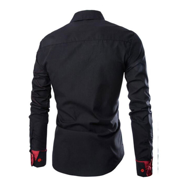 Herrar Toppar Klassisk Business Skjorta Knappar Formella Skjortor Black 2XL