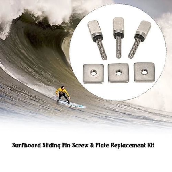 3 Surfebrett Longboard Glidende Finneskrue & Finnplate erstatningssett for Stand Up Paddle Body Board