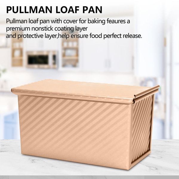 Baking Pullman brød med lokk, brød med lokk, nonstick rektangel bølgede toastboks for stekeovn, Dou