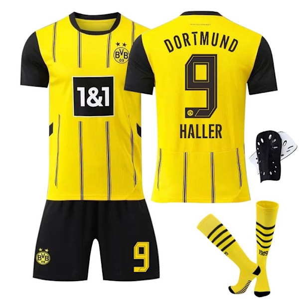 2425 Dortmund hjemmefodboldsæt HALLER Bær sokker+Beskyttende udstyr XL(180-185cm)