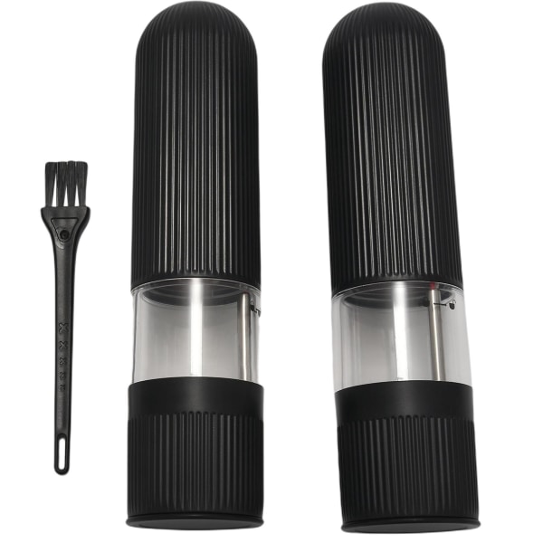 2 Salt And Pepper Mills, Electric Kitchen Spice Grinder, Adjustable Electric Pepper Grinder black