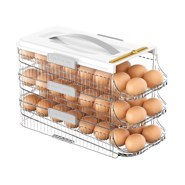 Eggholder For Kjøleskap Egg Oppbevaringsbeholder Med Håndtak Rolling Egg Organizer For Refrigerato