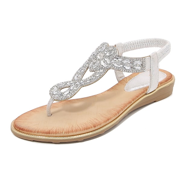 Dam Plattformssandaler med Strass Sommar Silver 41