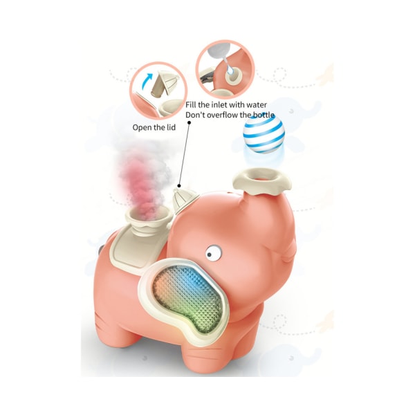 Musikalsk Walking Elephant Ball Luftfukter - Rød