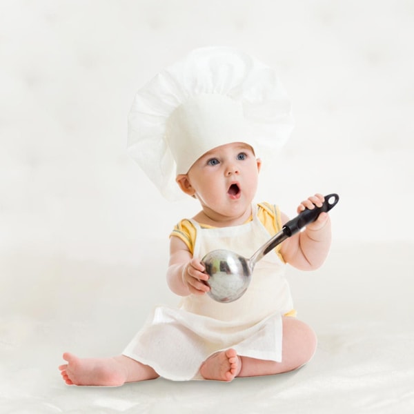 1 sæt yndig ærmeløs babykokkeforklæde Lærredsbilleder Fotografi Børn kokkekostumer kompatibel med nyfødte -ES Boy S