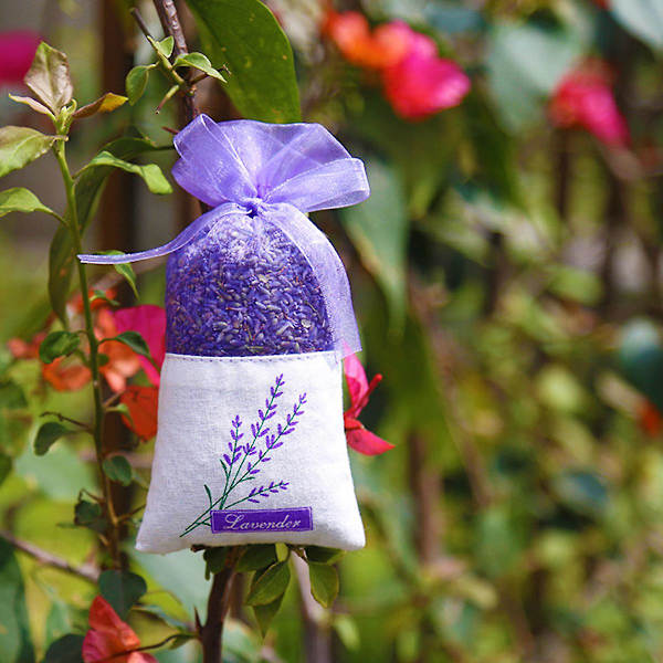 50 stk. Tomme Lavendelposer Blomsterprint Duftpose Sækkepose Kompatibel Med Afstressende Søvn Light purple 25pcs