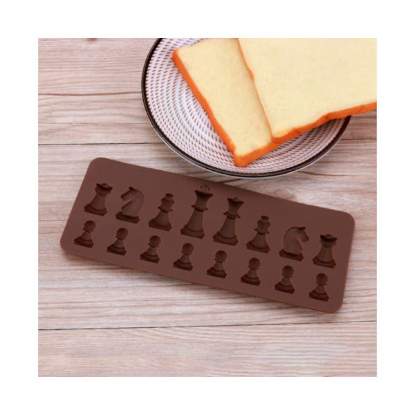 BESTonZON Silikoninen Shakkilauta Suklaamuotit - 16 Onkaloa Makeisille ja Mini-Cupcakeille (Kahvi)