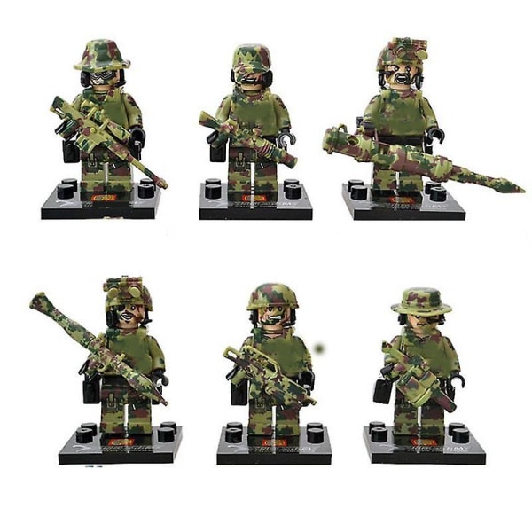 Falcon Commando Minifigure 6 stk. Liten partikkelmontert militær