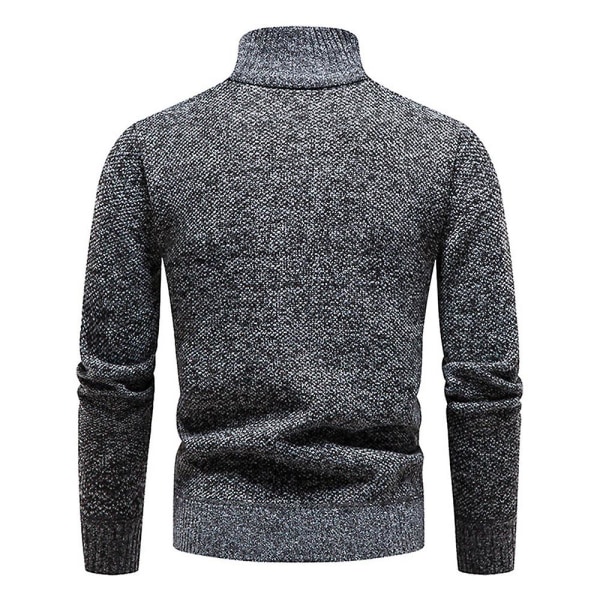 Høy halsgenser for menn med glidelås, lang ermet, strikket pullover Dark Grey 3XL