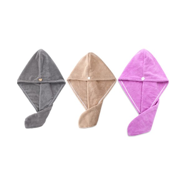 3Pack hårhåndkle for kvinner myke dusjhåndklær for hår Turbanomslag Tørkehodehåndklær -grå + kamel + lys lilla