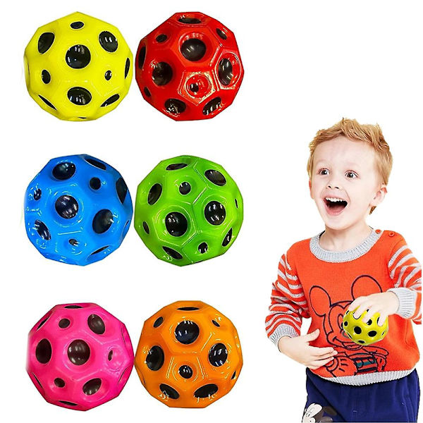 6 stk Astro Jump Balls Romball Ekstrem Høy Hopp Ball Tiktok Pop Hopp Måne Ball Gummi Hopp Sansestimulerende Ball -ES 6PCS